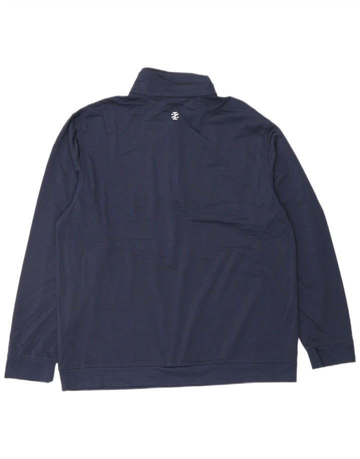 Felpa da uomo con zip e collo IZOD, grande, in poliestere blu navy