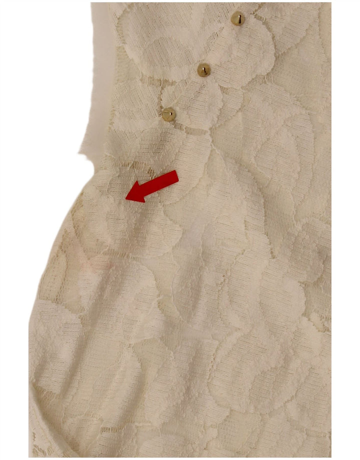 Top in camicetta di pizzo da donna Zara UK 12 medio bianco sporco floreale