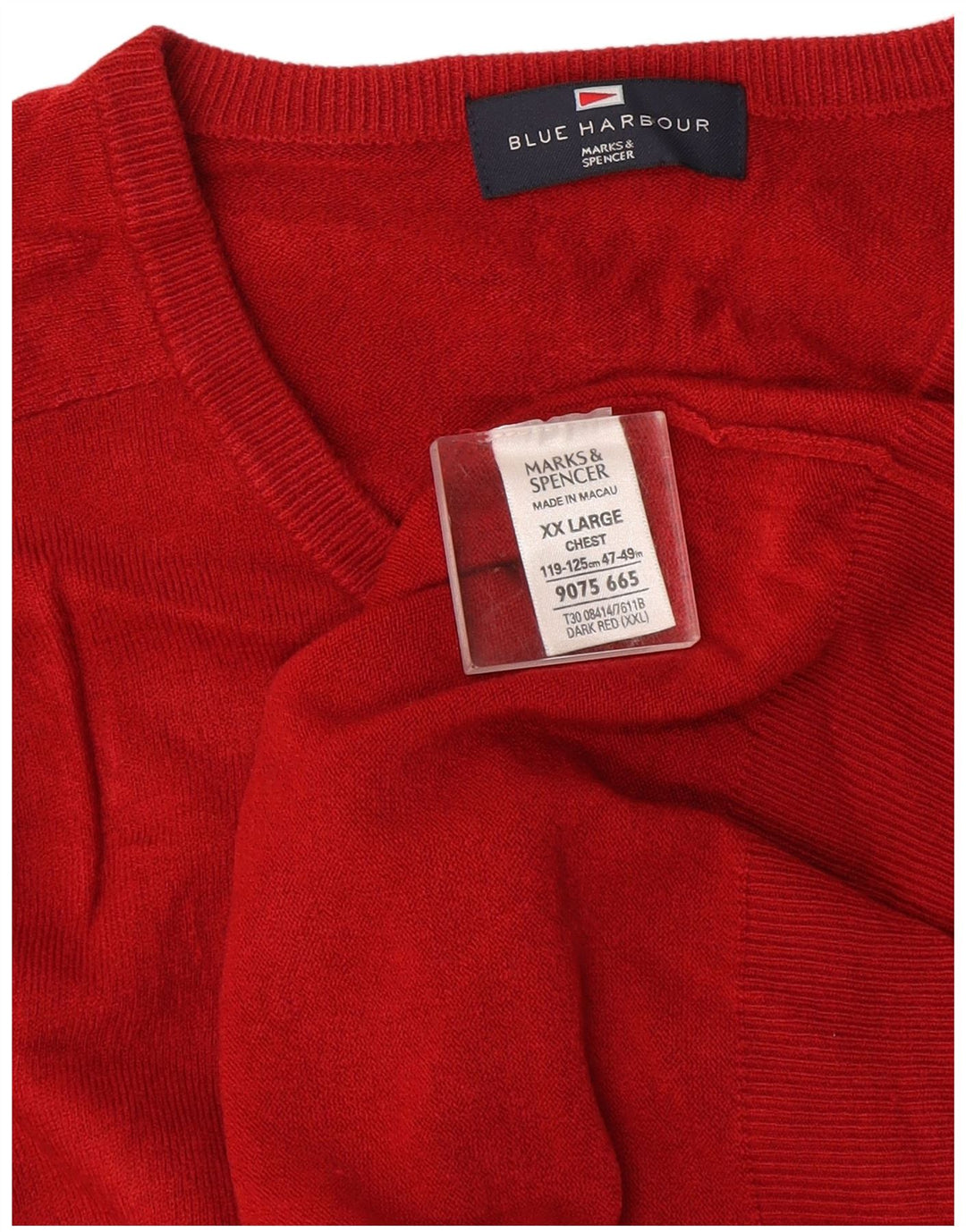 Maglione da uomo con scollo a V Marks & Spencer 2XL rosso acrilico