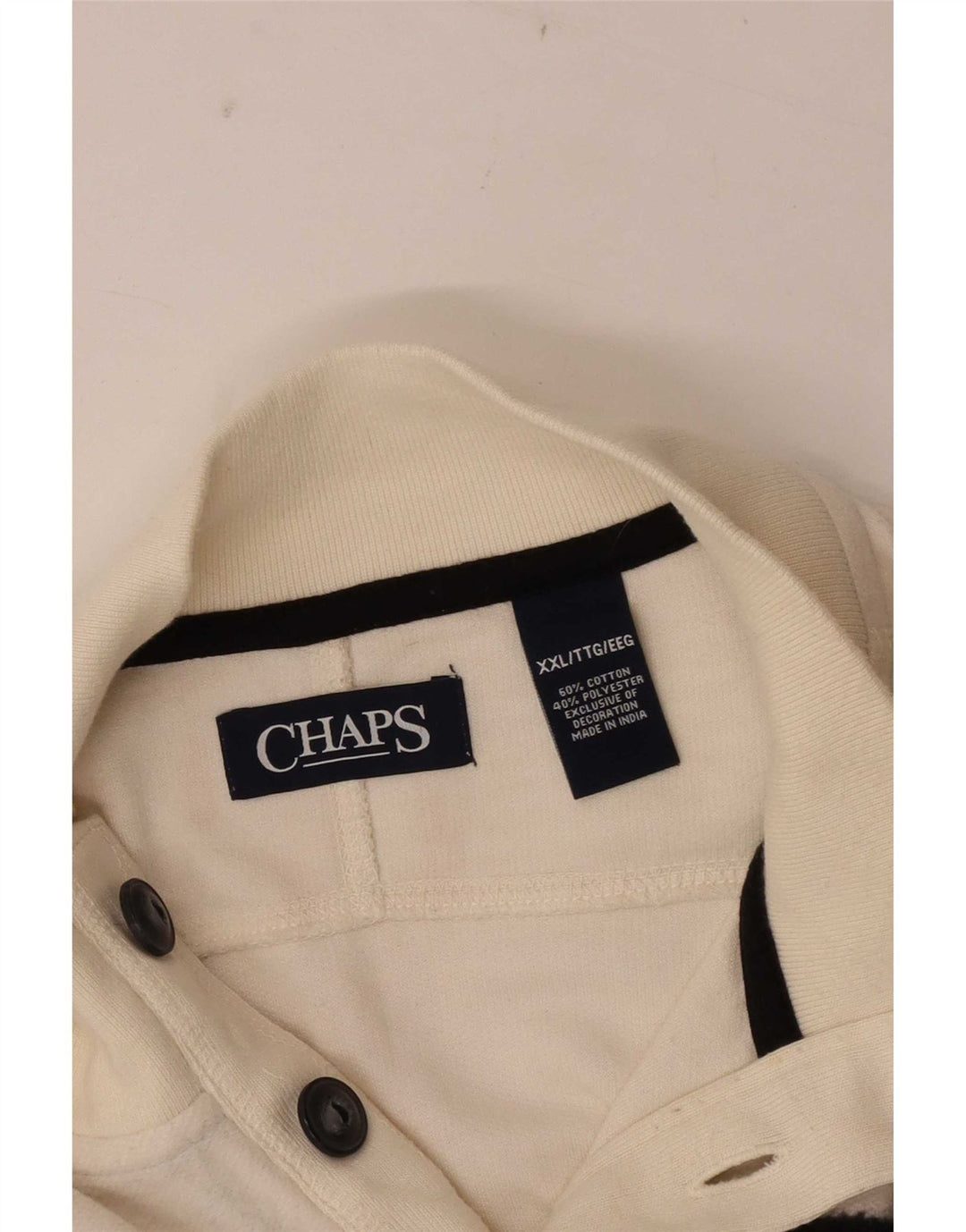 Chaps Uomo Felpa con Collo a Bottoni Maglione 2XL Cotone Colorblock Bianco