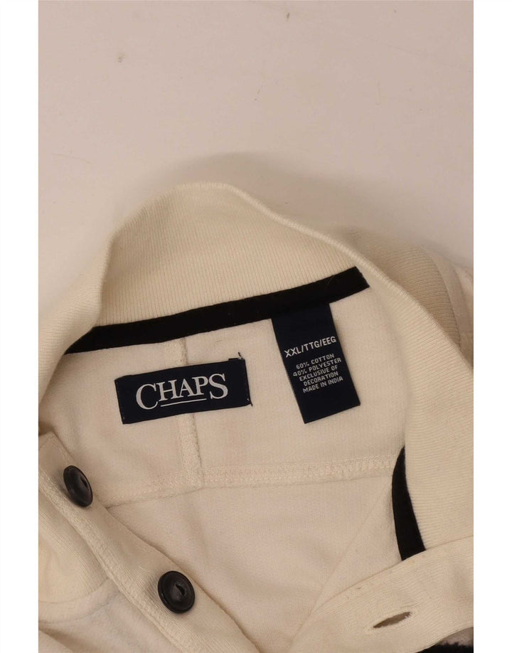 Chaps Uomo Felpa con Collo a Bottoni Maglione 2XL Cotone Colorblock Bianco