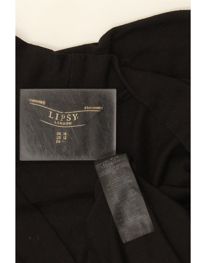 Maglione cardigan aperto a lunga linea da donna Lipsy UK 16 grande poliestere nero