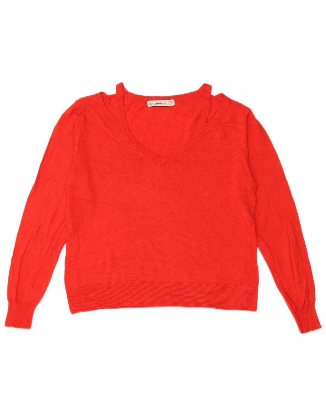 Maglione corto con scollo a V da donna Zara UK 10 piccolo rosso
