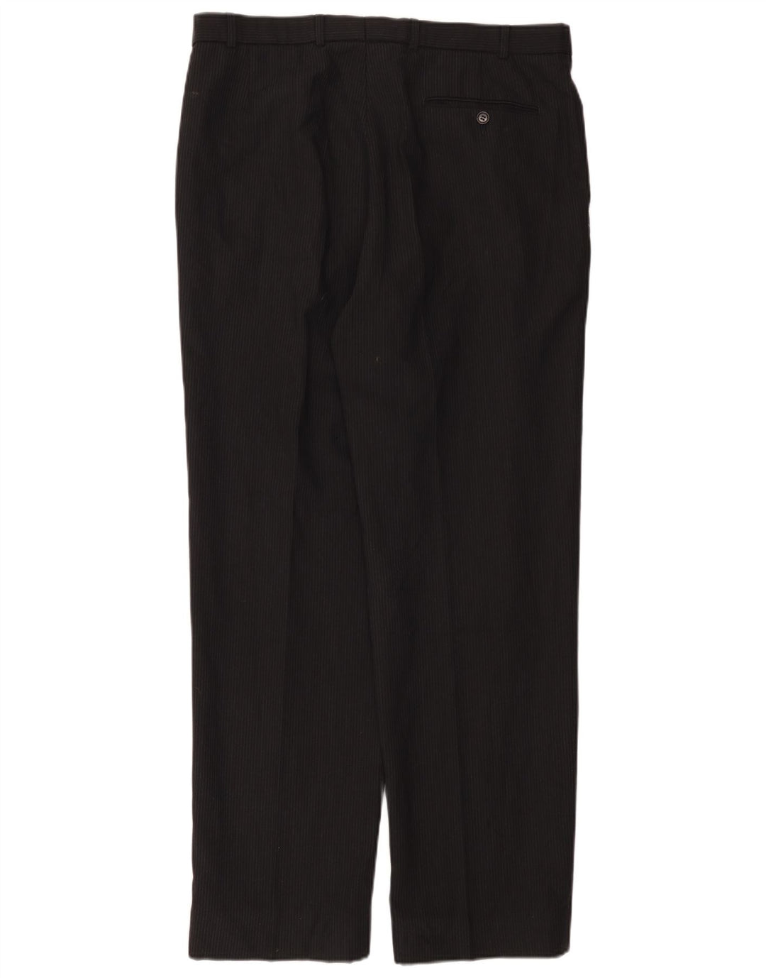 Pantaloni da abito con pegging da uomo Marks & Spencer W36 L33 poliestere gessato nero