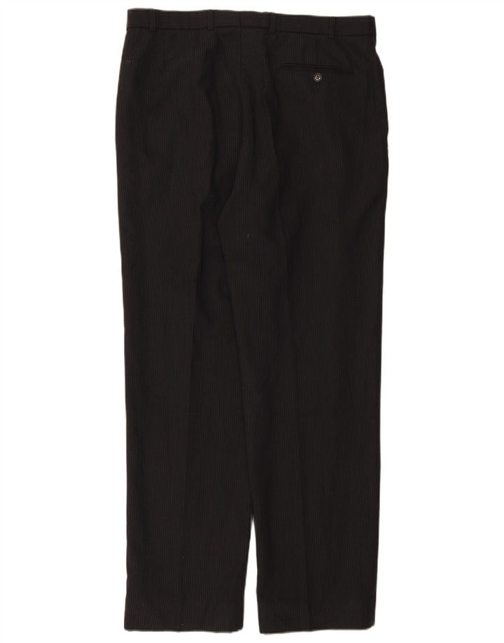Pantaloni da abito con pegging da uomo Marks & Spencer W36 L33 poliestere gessato nero
