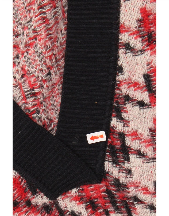 GANT Maglione oversize da donna con scollo a V UK 16 Grande pied de poule rosso