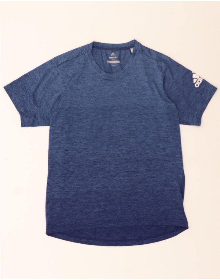 ADIDAS Mens T-Shirt Top Medium Navy Blue Flecked Polyester Vintage Adidas and Second-Hand Adidas from Messina Hembry 