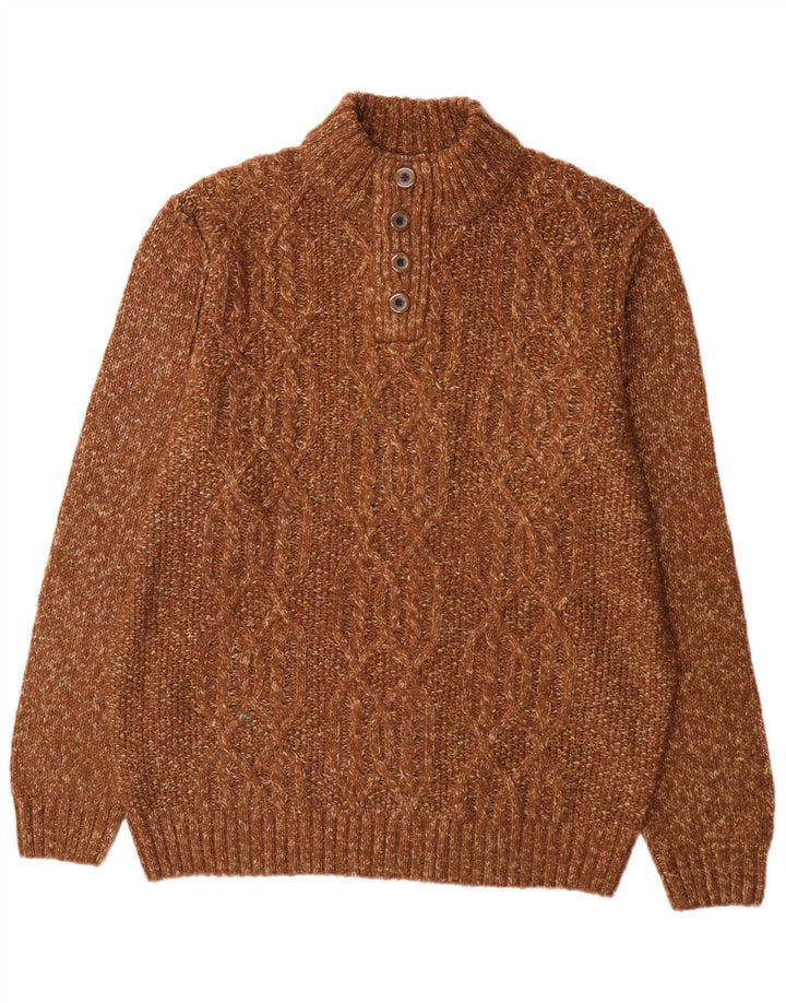 Maglione da uomo C&A con collo a bottoni XL Acrilico screziato marrone