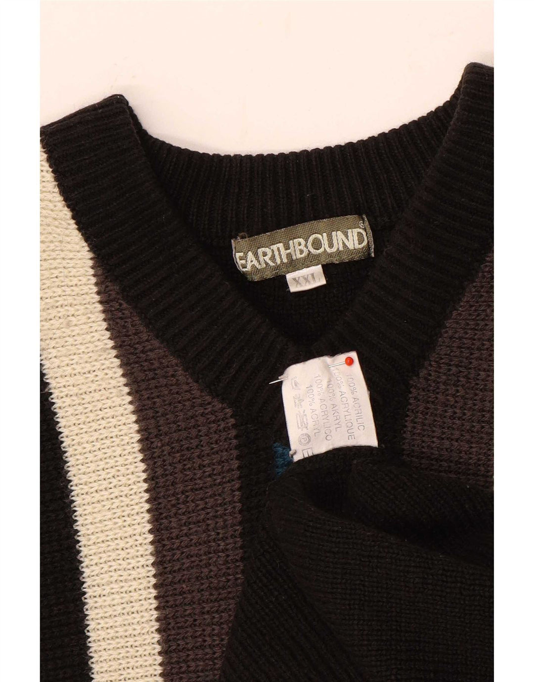 Maglione da uomo con scollo a V Earthbound 2XL Colore nero a blocchi
