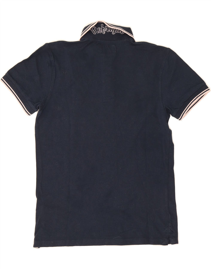 REFRIGUE Mens Polo Shirt Medium Navy Blue Cotton Vintage Refrigue and Second-Hand Refrigue from Messina Hembry 