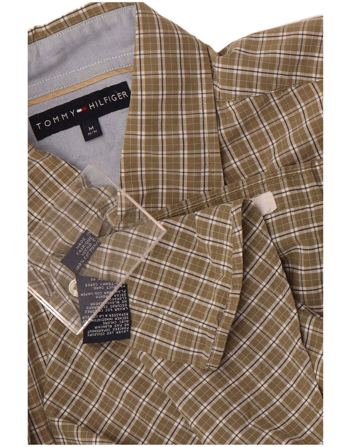 Camicia da uomo Tommy Hilfiger in cotone a quadri kaki medio