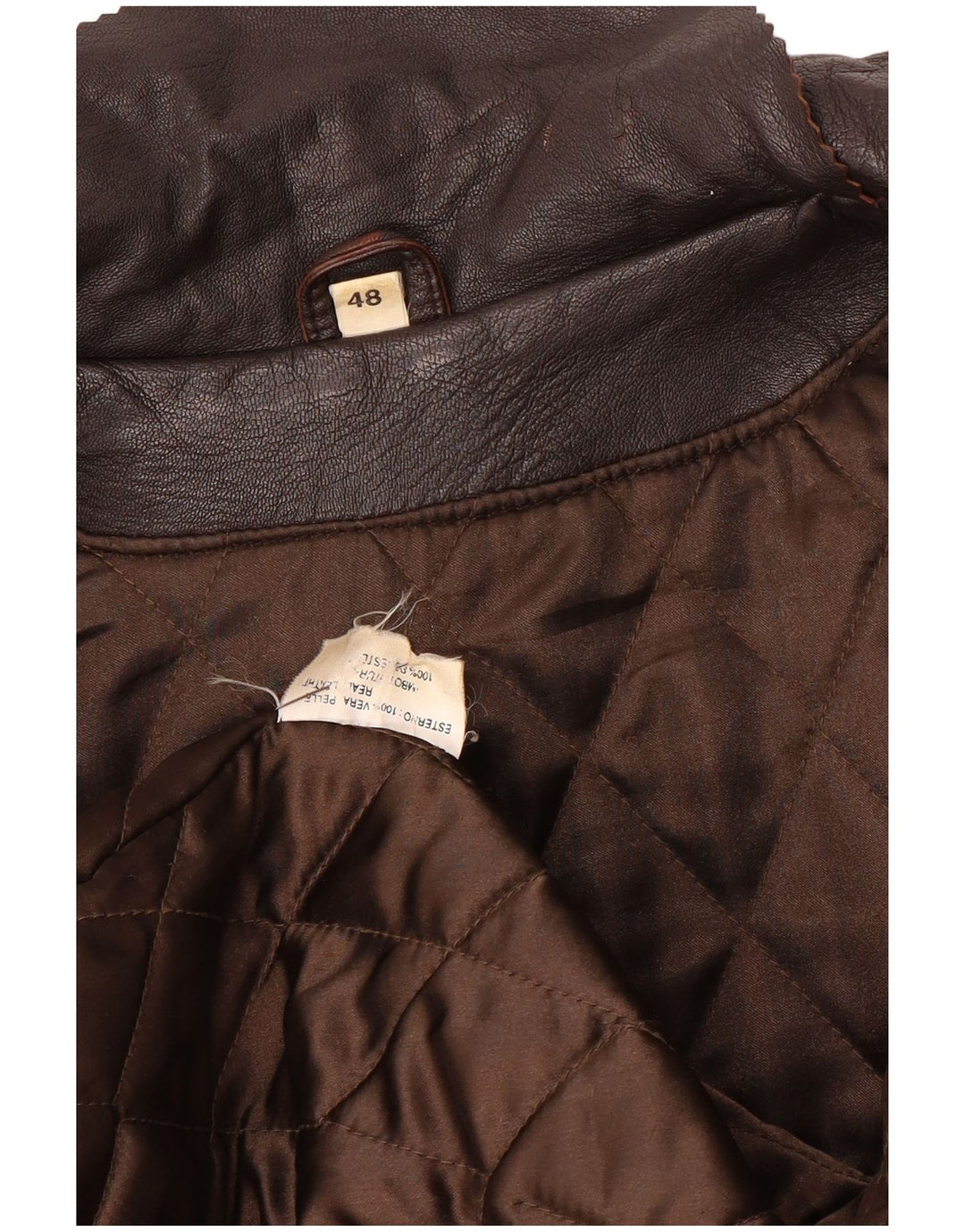 Giacca in pelle vintage da uomo IT 48 in pelle marrone medio