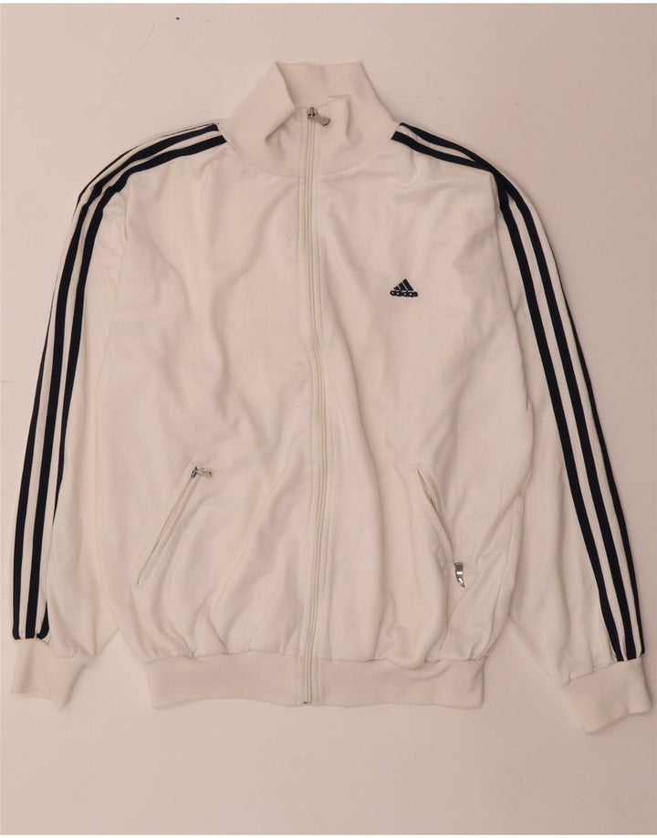 Giacca da tuta da uomo dalla vestibilità regolare Adidas UK 36/38 Small Poliestere bianco