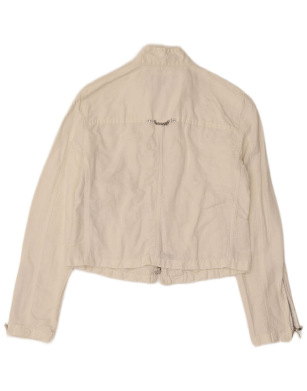 Giacca bomber da donna Armani Jeans UK 8 piccola in cotone bianco