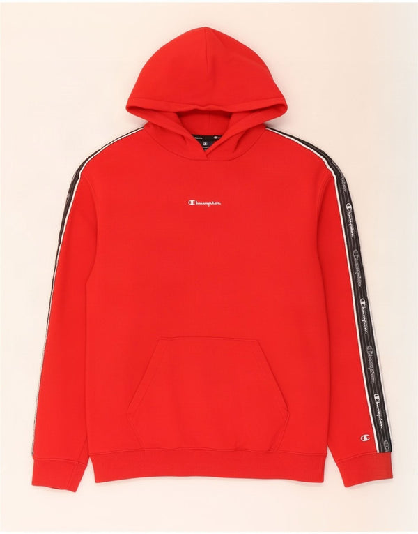 Felpa con cappuccio grafica da uomo Champion, cotone color block rosso medio