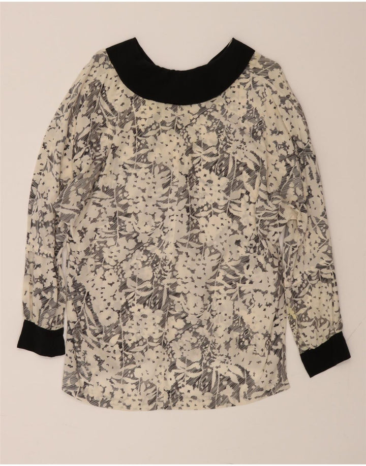 VINTAGE Womens Abstract Pattern Blouse Top IT 46 Large Off White Vintage Vintage and Second-Hand Vintage from Messina Hembry 