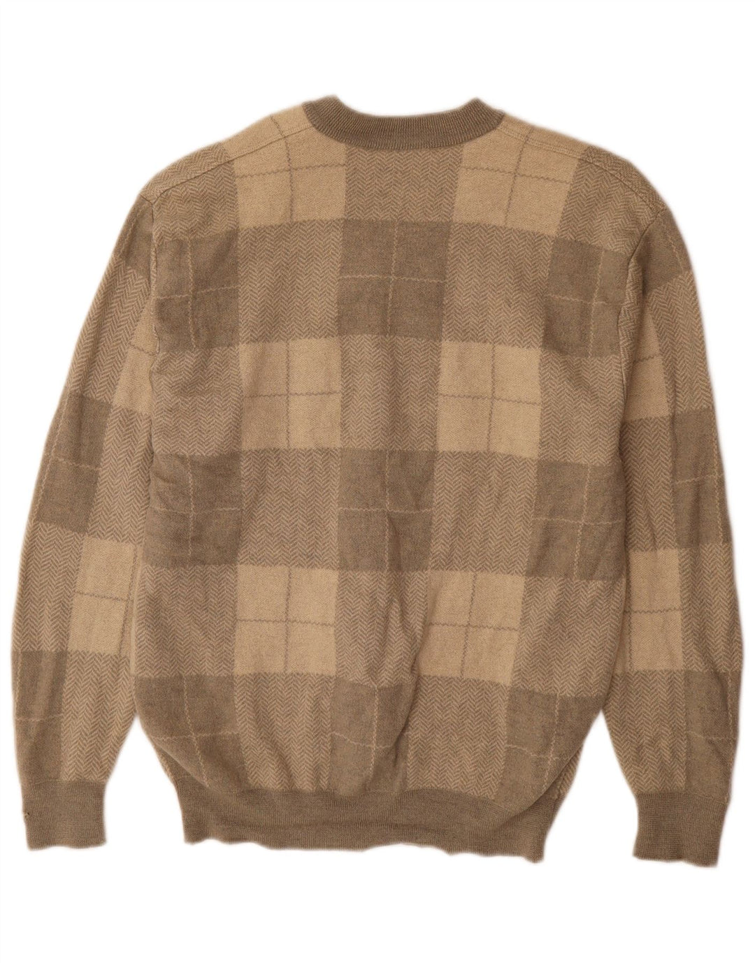 VALENTINO Maglione da uomo con scollo a V XL in lana patchwork grigia