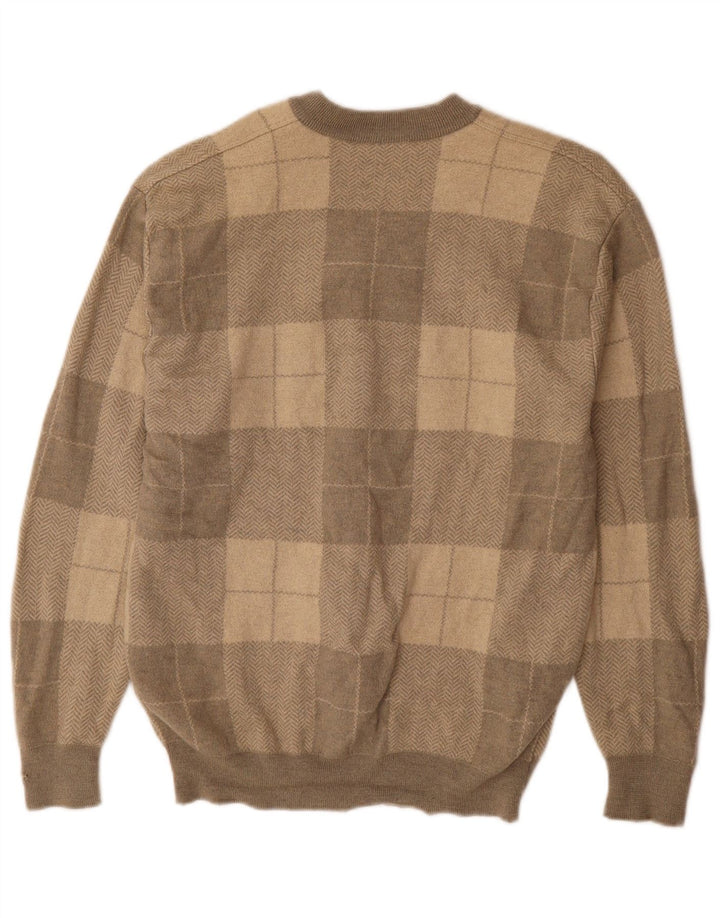 VALENTINO Maglione da uomo con scollo a V XL in lana patchwork grigia
