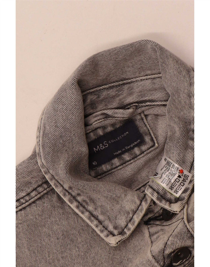 Giacca di jeans da donna Marks & Spencer UK 10 piccola cotone grigio