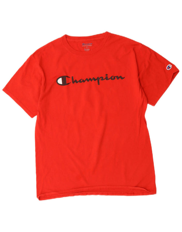 T-shirt grafica da uomo Champion Top in cotone rosso medio