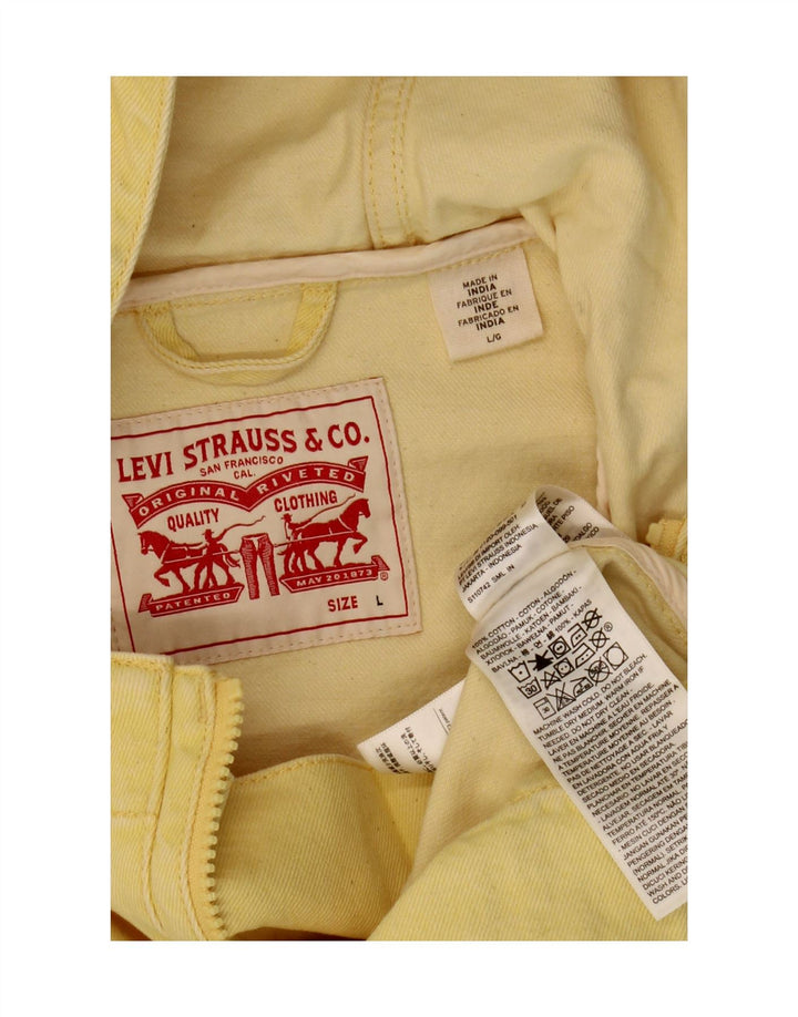 Giacca di jeans pullover con cappuccio da uomo Levi's UK 40 grande cotone giallo