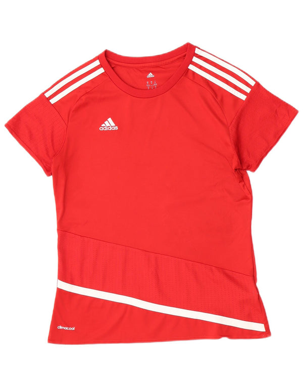 T-shirt grafica da donna Adidas Top UK 12/14 Medium Red Poliestere Sports