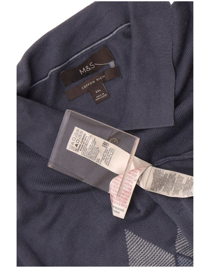 Maglione maglione collo alto da uomo Marks & Spencer 2XL blu a rombi/diamante