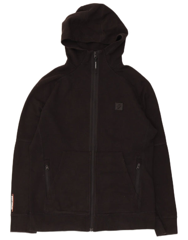 Maglione con cappuccio e zip da uomo Superdry piccolo in cotone nero