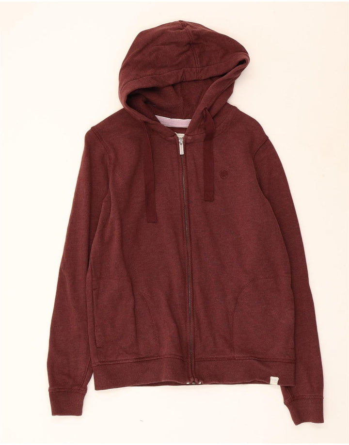 FAT FACE Felpa con cappuccio e zip da donna UK 10 Small Maroon