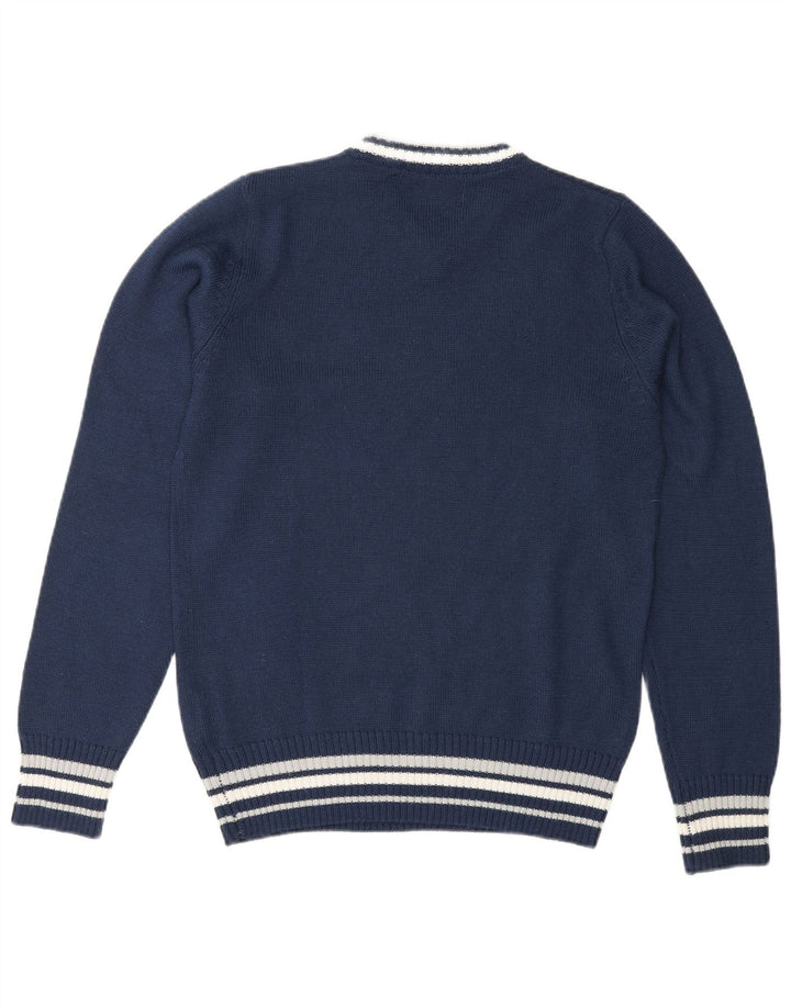 Maglione Kappa da uomo con scollo a V piccolo acrilico a righe blu navy