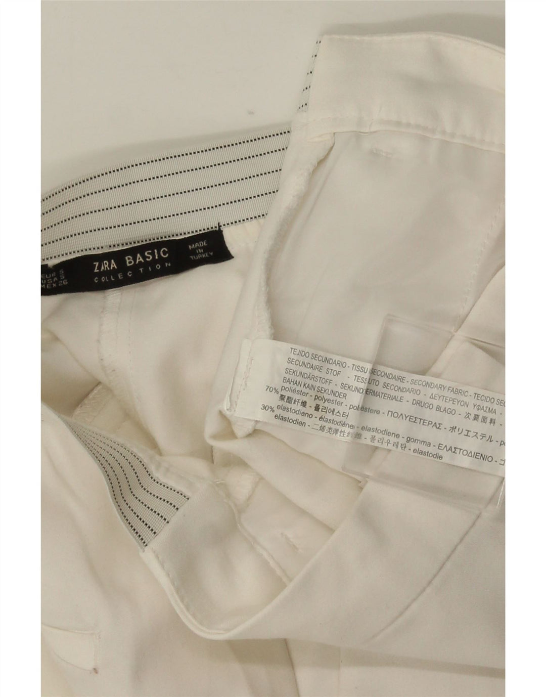 Pantaloni chino slim da donna ZARA piccoli W26 L28 poliestere bianco