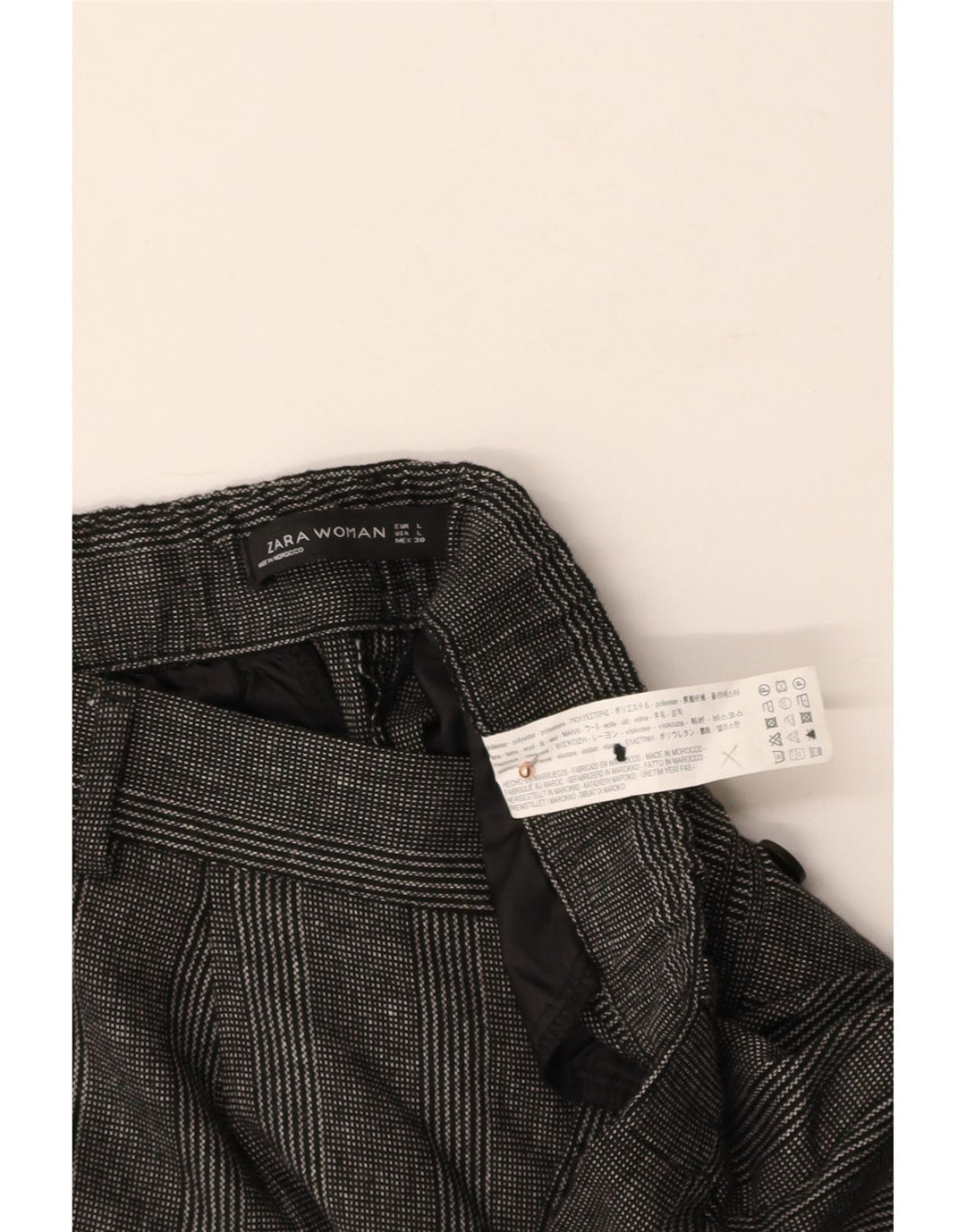 ZARA Womens Pegged Cropped Trousers Large W30 L24 Black Striped Polyester