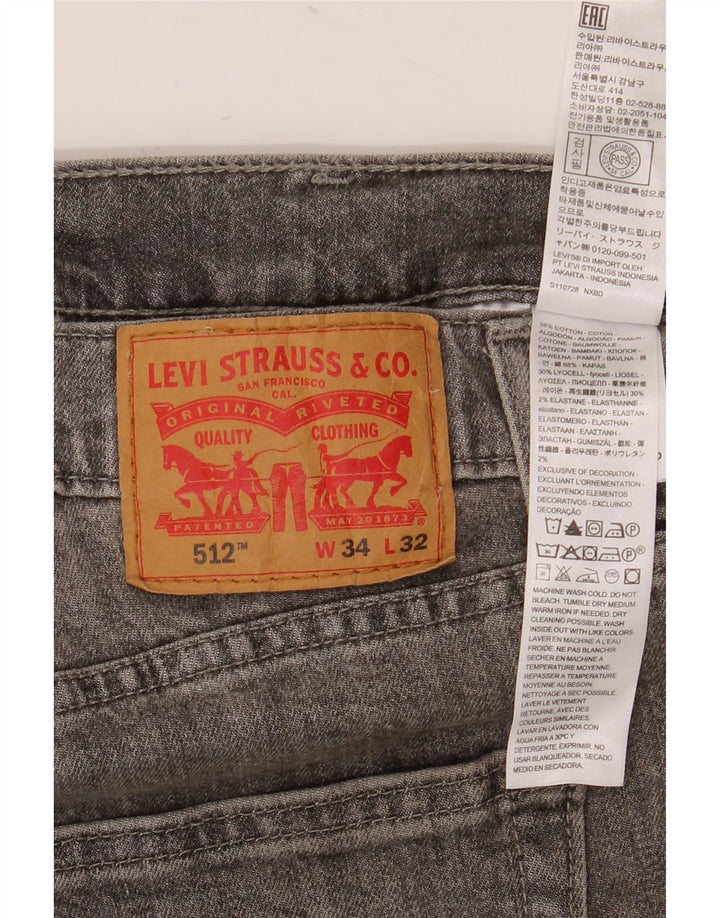 Levi's Uomo 512 Jeans affusolati slim W34 L32 Cotone grigio