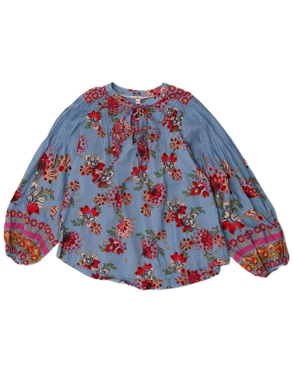 Camicetta a maniche lunghe da donna Fat Face Top UK 8 Piccolo cotone floreale blu
