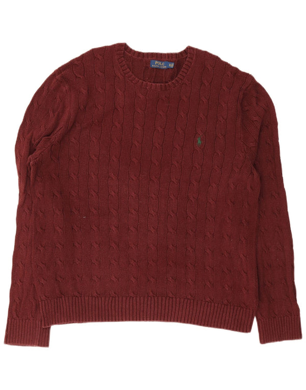 Polo Ralph Lauren Maglione girocollo da uomo XL in cotone bordeaux