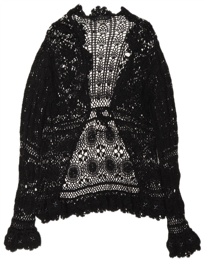Top cardigan trasparente da donna Coast UK 12 medio nero floreale