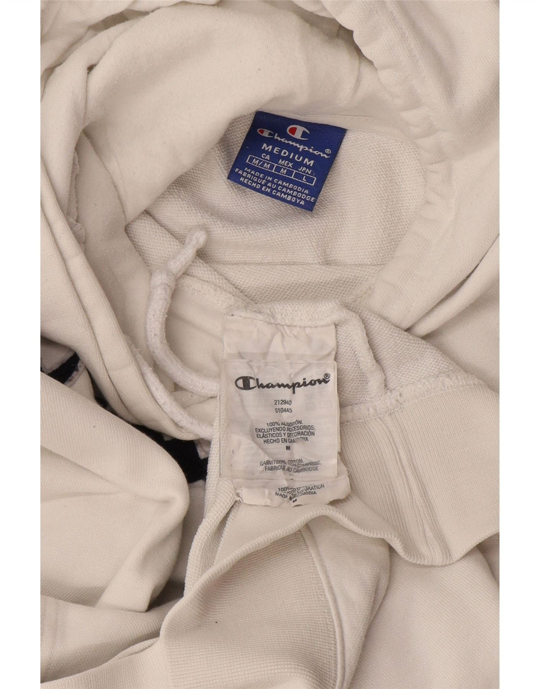 Maglione con cappuccio grafico da uomo CHAMPION in cotone bianco medio