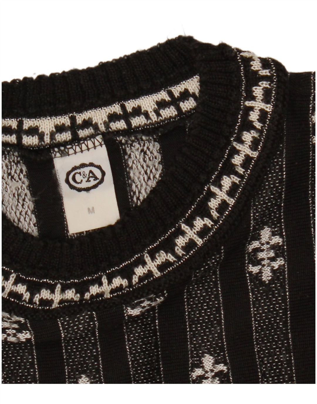 Maglione maglione girocollo oversize da donna C&A UK 14 medio a righe nere