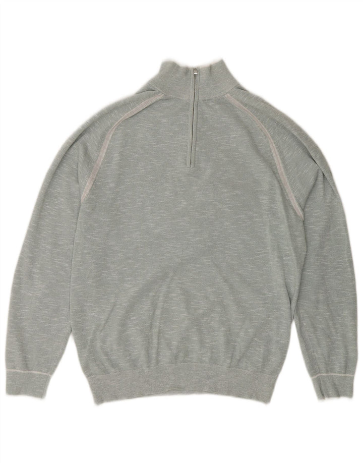 Maglione da uomo Reiss con zip e collo in cotone screziato blu medio