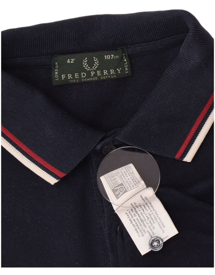 Polo da uomo Fred Perry in cotone blu navy medio