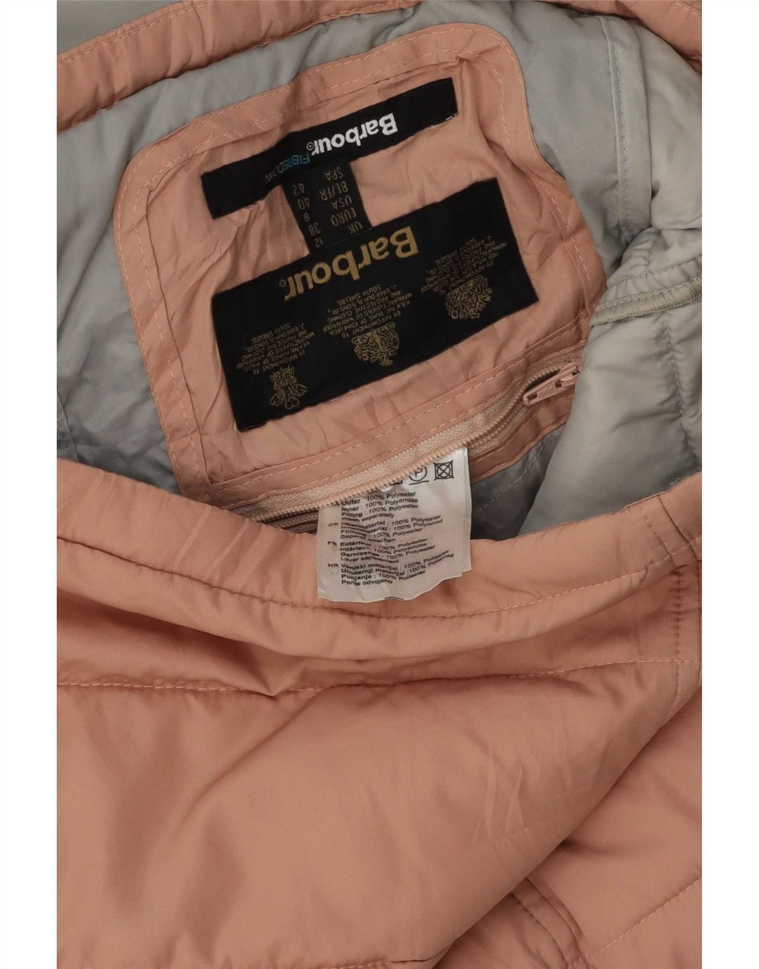 Gilet imbottito con cappuccio da donna Barbour UK 12 poliestere rosa medio