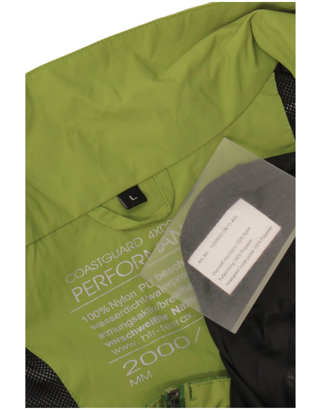 Giacca antipioggia da uomo della Guardia Costiera UK 40 Large Verde in nylon color block