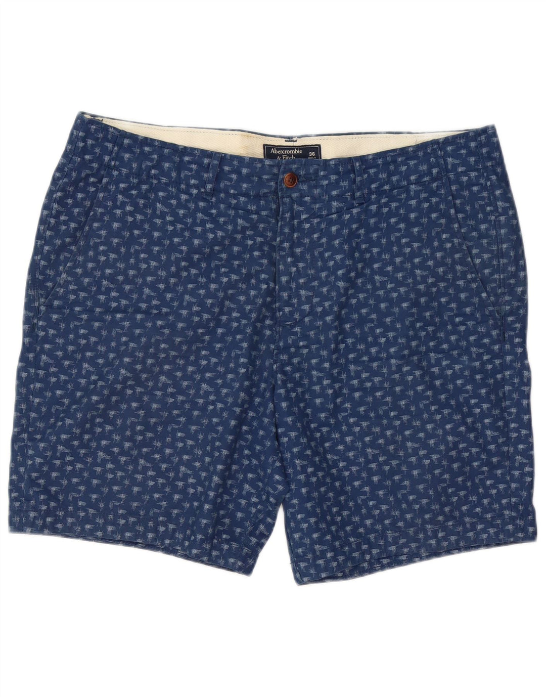 Pantaloncini chino da uomo con motivo astratto Abercrombie & Fitch W36 grandi blu navy