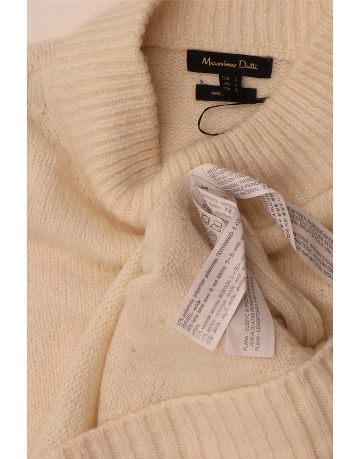 Maglione maglione da donna con collo alto Massimo Dutti UK 16 grande bianco sporco