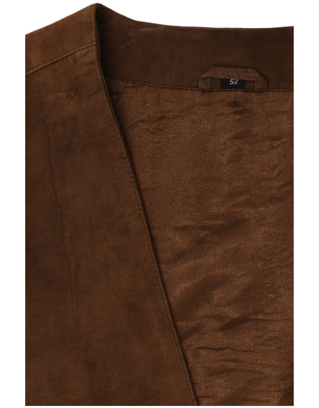 Gilet vintage da uomo in pelle scamosciata IT 52 grande in pelle marrone