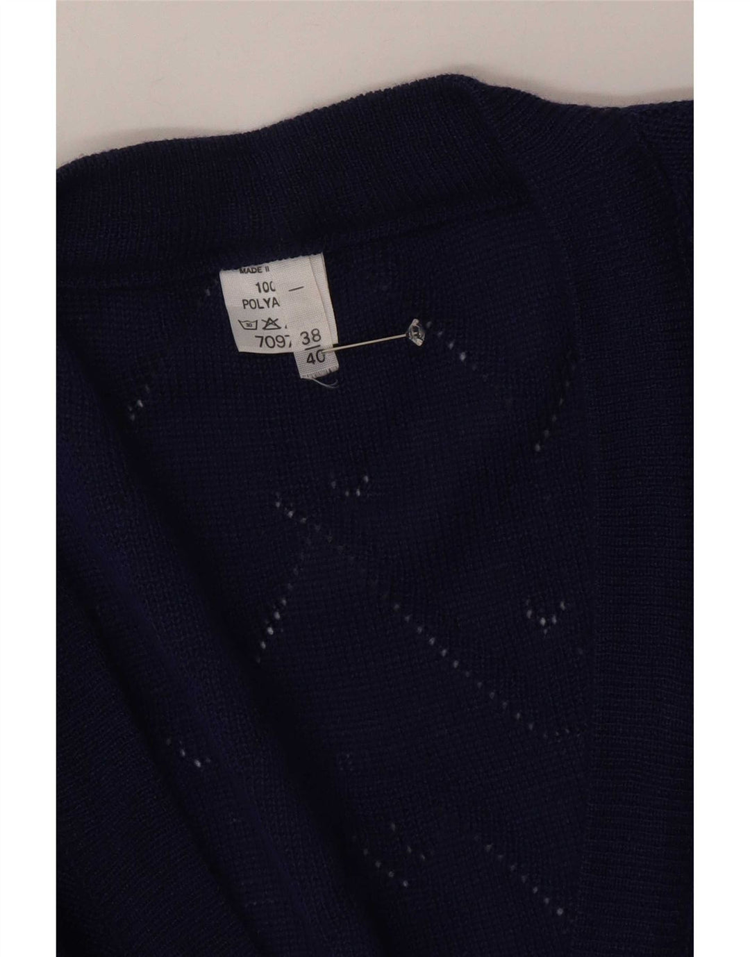 Maglione cardigan da donna vintage EU 38/40 Poliacrilico Chevron blu medio