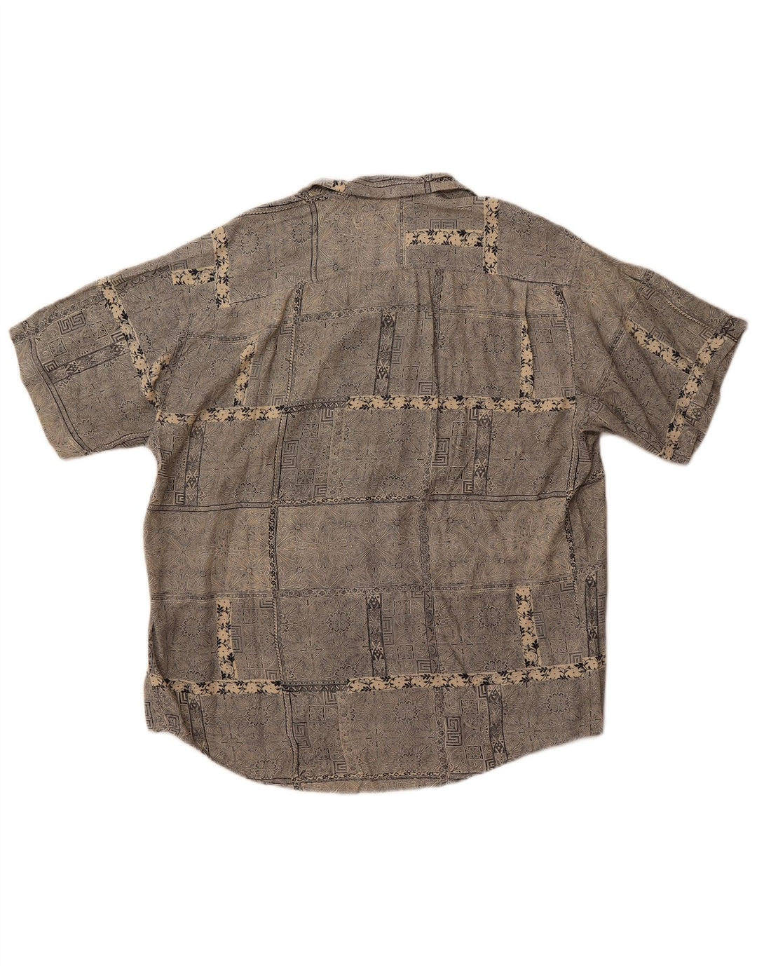 Camicia vintage da uomo a maniche corte grande motivo cachemire grigio