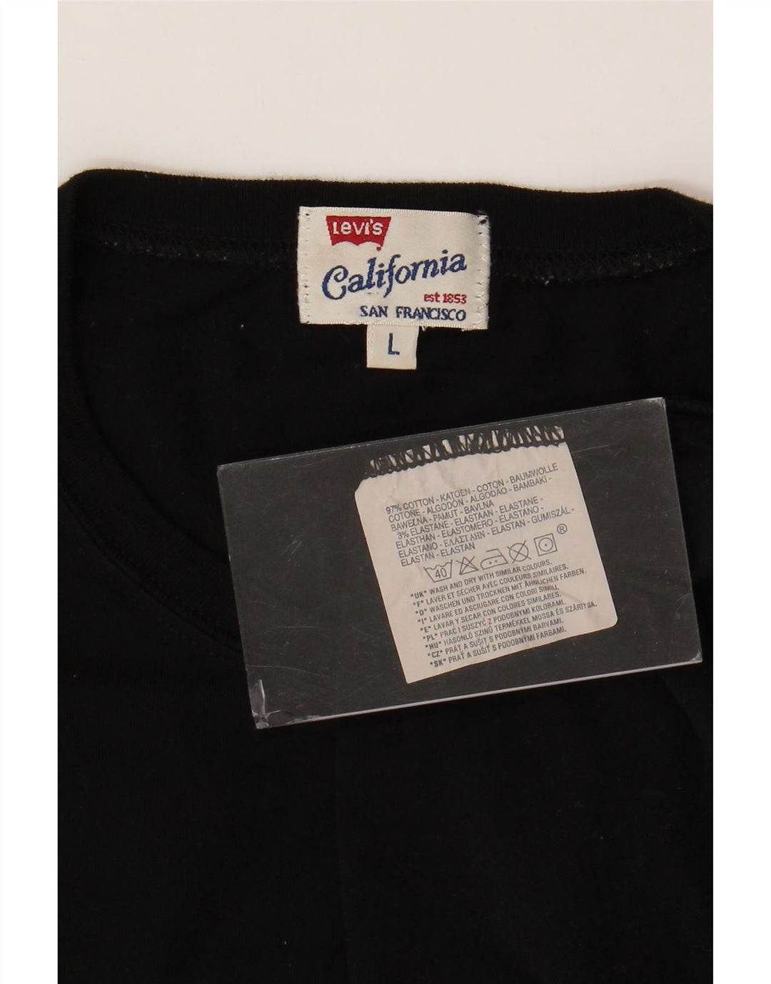 LEVI'S Top da uomo a manica lunga grande in cotone nero