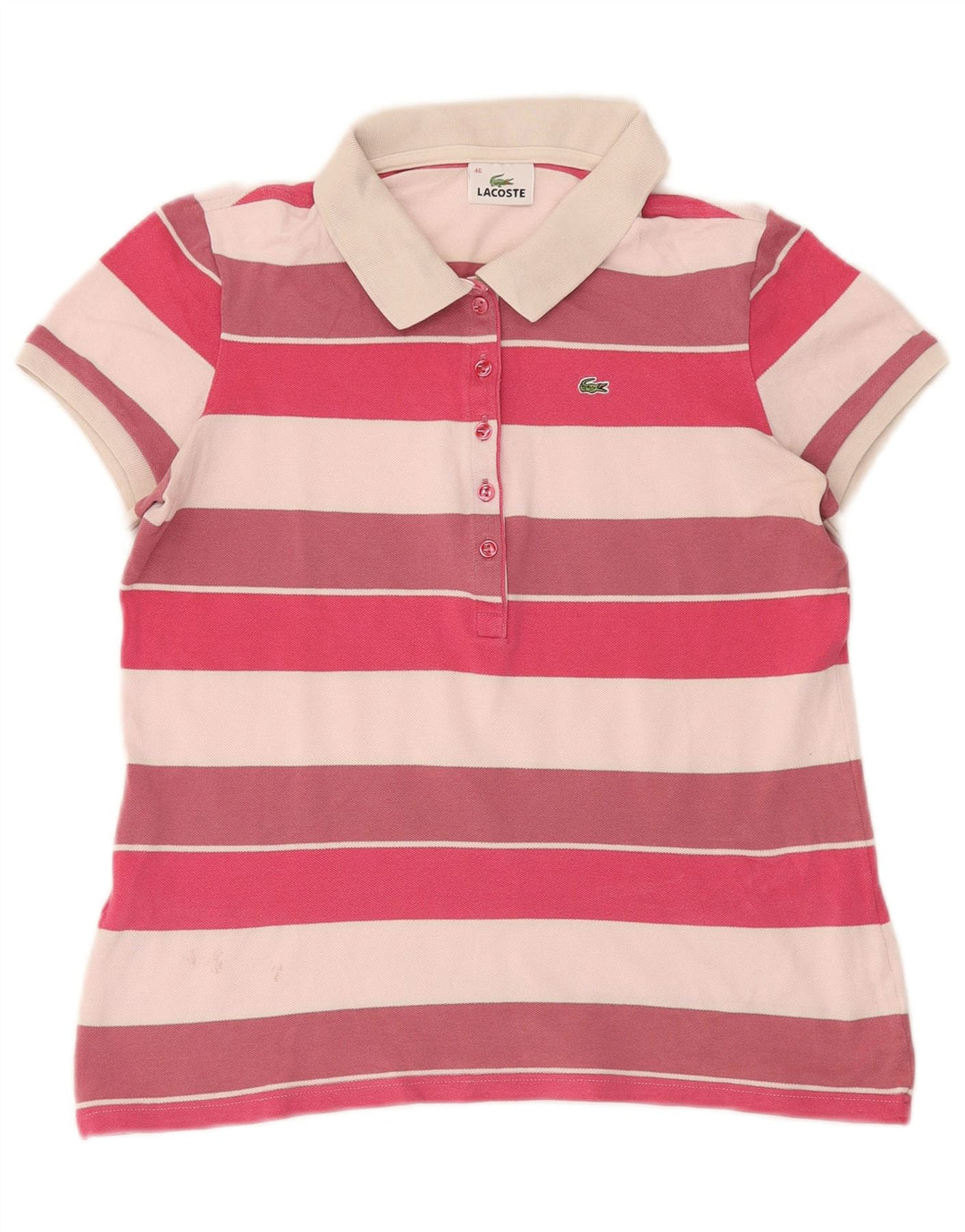 Polo da donna Lacoste taglia 46 XL in cotone a righe multicolore