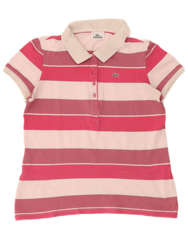 Polo da donna Lacoste taglia 46 XL in cotone a righe multicolore